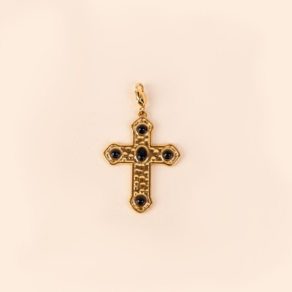 CROSS CHARM WITH STONES AT THE ENDS