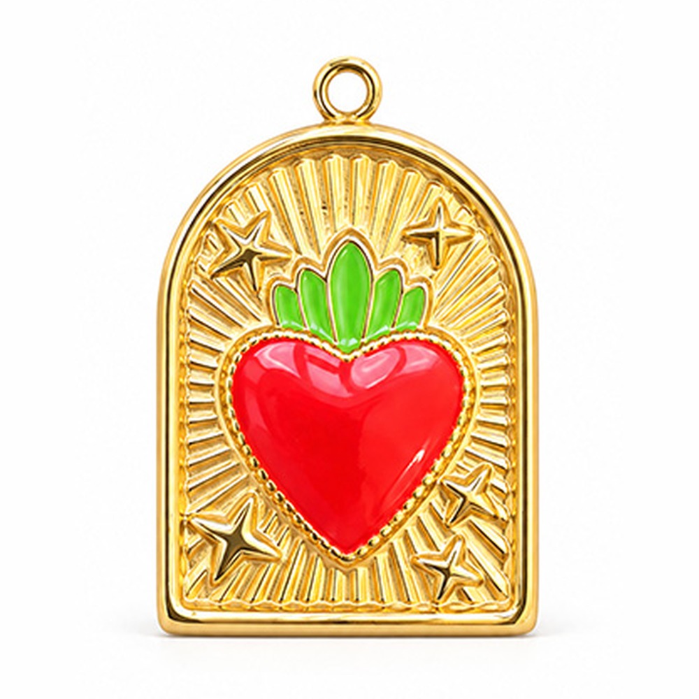 CHARM CUORE SACRO COLORATO CON CORNICE