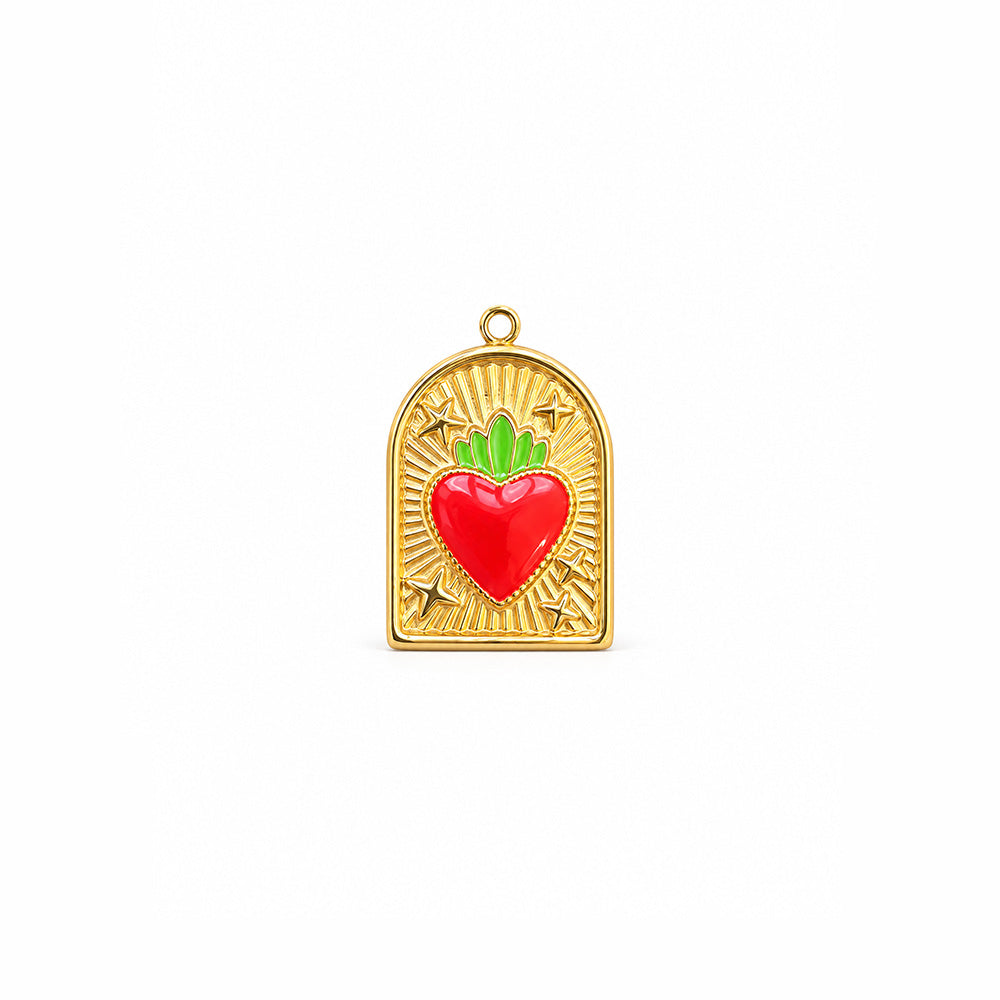 CHARM CUORE SACRO COLORATO CON CORNICE