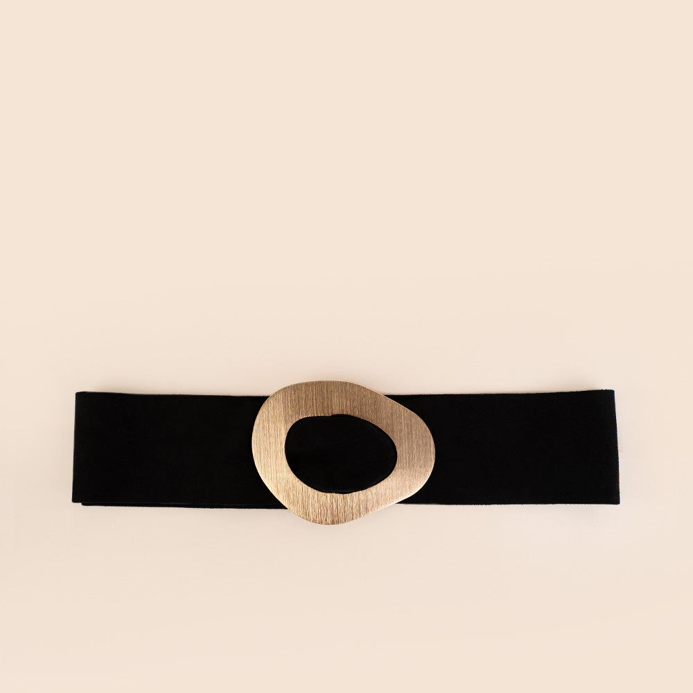 CINTA ALTA SCAMOSCIATA CON FIBBIA SATINATA