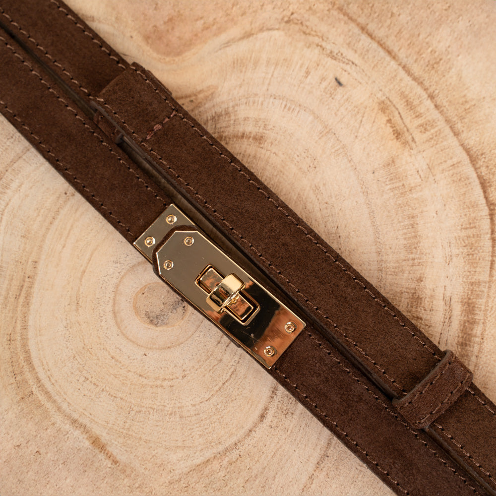 CINTA SCORREVOLE IN CAMOSCIO CON CHIUSURA A GIRELLO