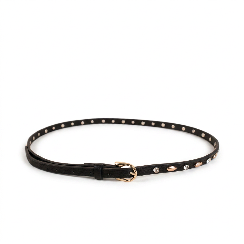 CINTURA FINA CON BORCHIE OVALI E STRASS