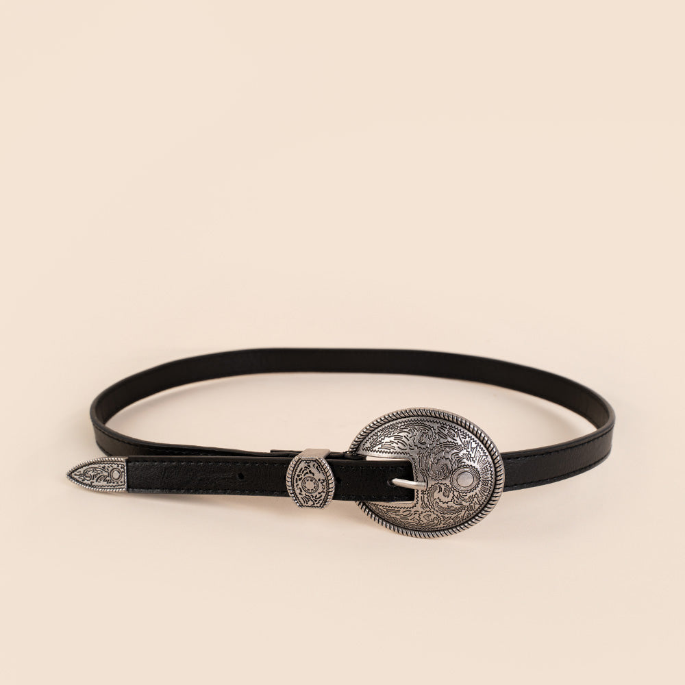 CINTURA CON FIBBIA GRANDE OVALE INTAGLIATA