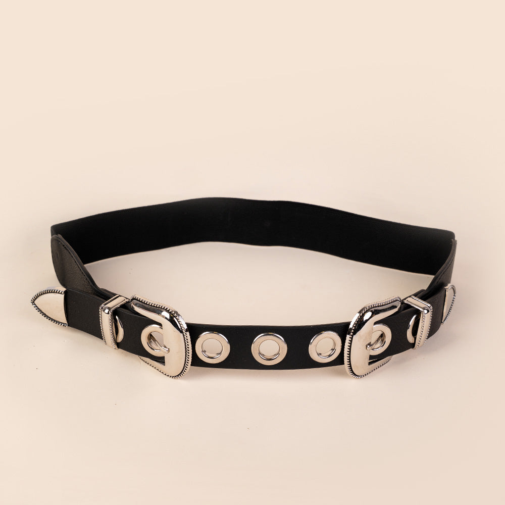 CINTURA ELASTICA CON FIBBIA LAVORATA E BORCHIE