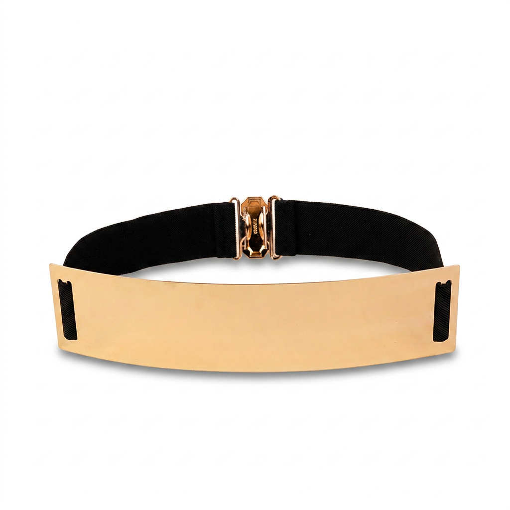 CINTURA ELASTICA CON PLACCA LUNGA IN METALLO SEMI RIGIDA