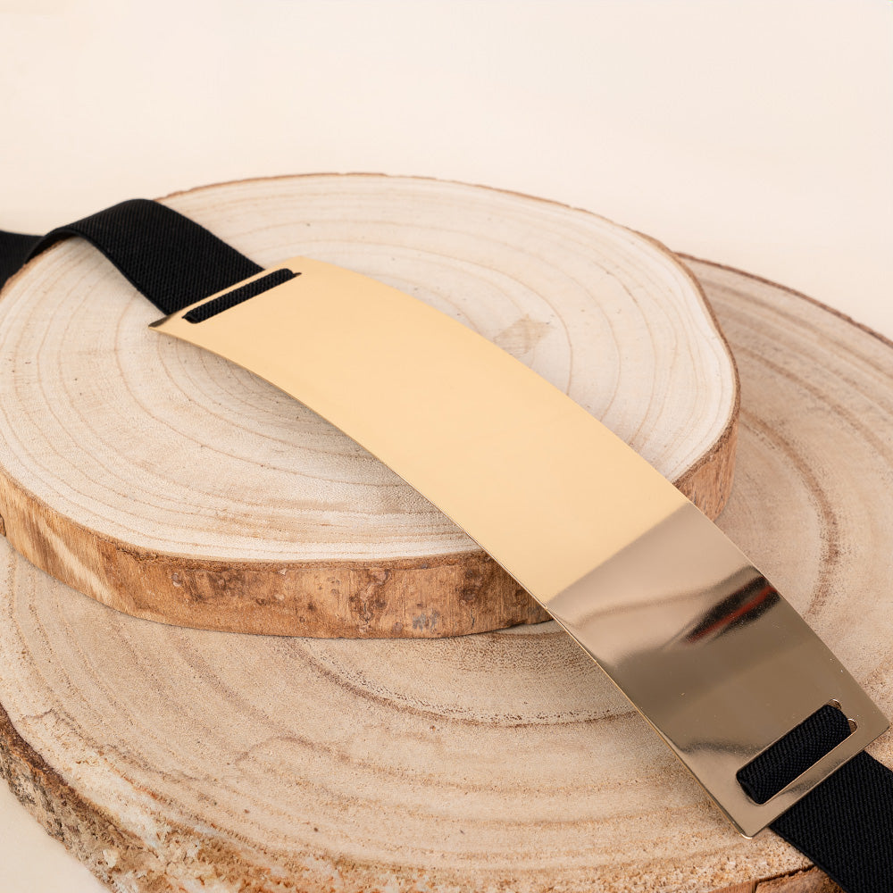 CINTURA ELASTICA CON PLACCA LUNGA IN METALLO SEMI RIGIDA