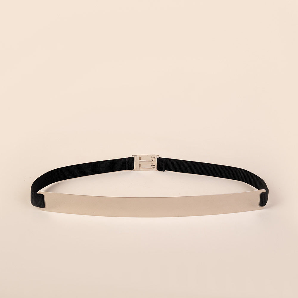 CINTURA ELASTICA CON PLACCA LUNGA IN METALLO SEMI RIGIDA