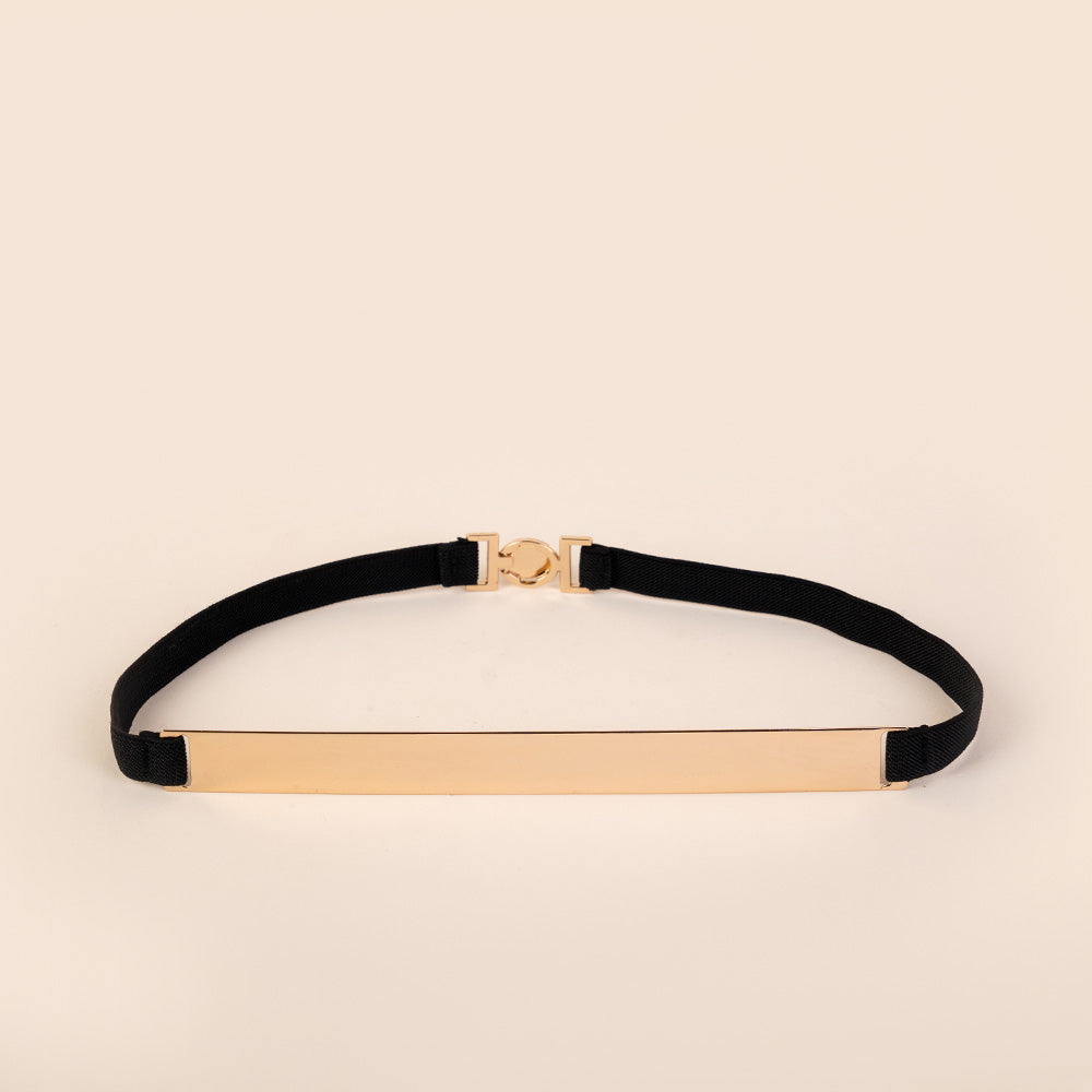 CINTURA ELASTICA CON PLACCA LUNGA IN METALLO SEMI RIGIDA