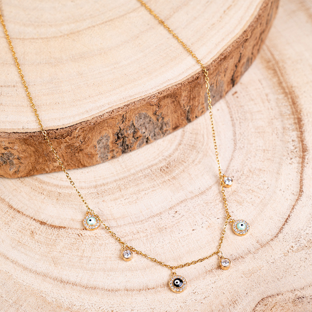 CHOKER NECKLACE WITH EYE OF ALLAH NAZAR AND RHINESTONE