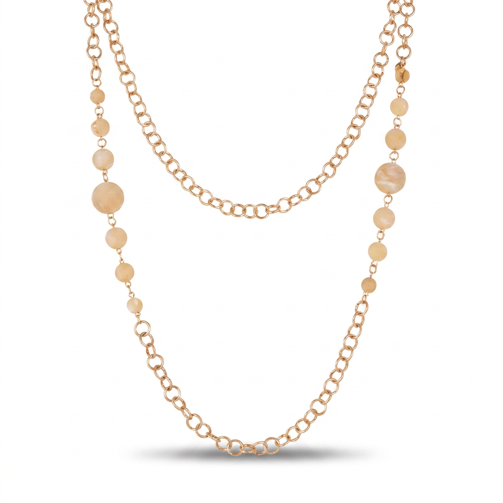 COLLANA LUNGA CON SFERE EFFETTO MARMO