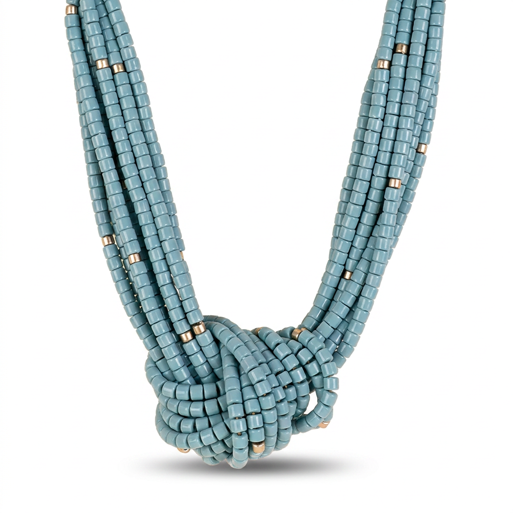 COLLANA GIROCOLLO CON PERLINE E NODO CENTRALE