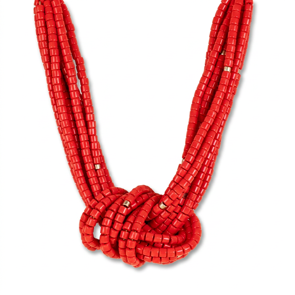 COLLANA GIROCOLLO CON PERLINE E NODO CENTRALE
