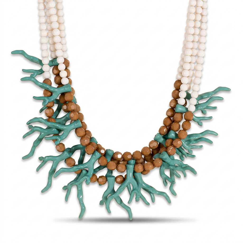 COLLANA GIROCOLLO CON CORALLI E PERLE