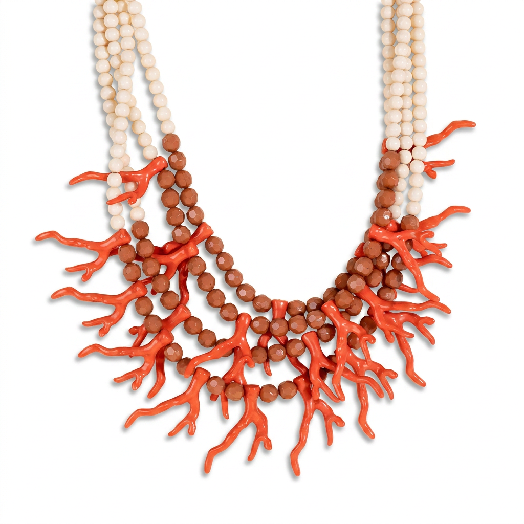 CORAL AND PEARL CHOKER NECKLACE 