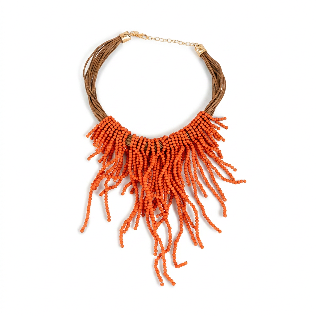 COLLANA GIROCOLLO CON PERLINE PENDENTI MULTIFILO