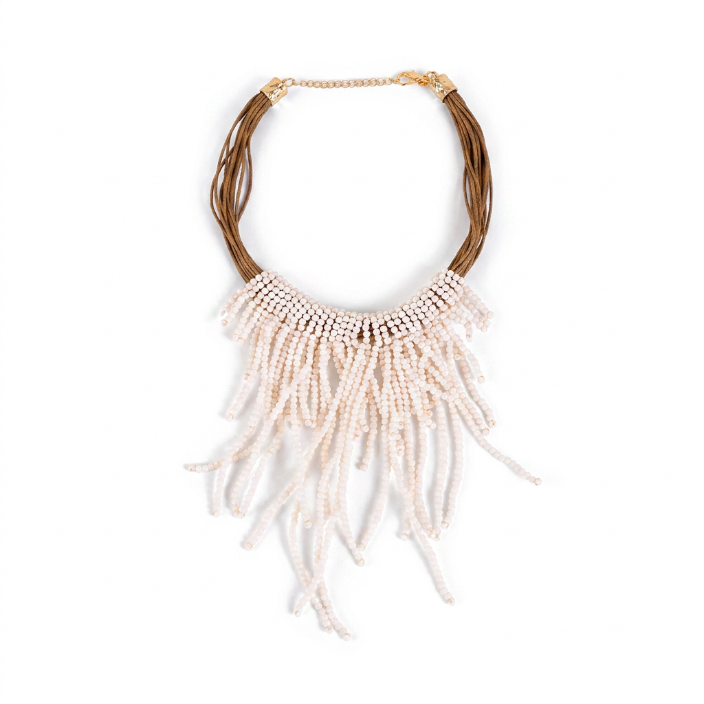 COLLANA GIROCOLLO CON PERLINE PENDENTI MULTIFILO