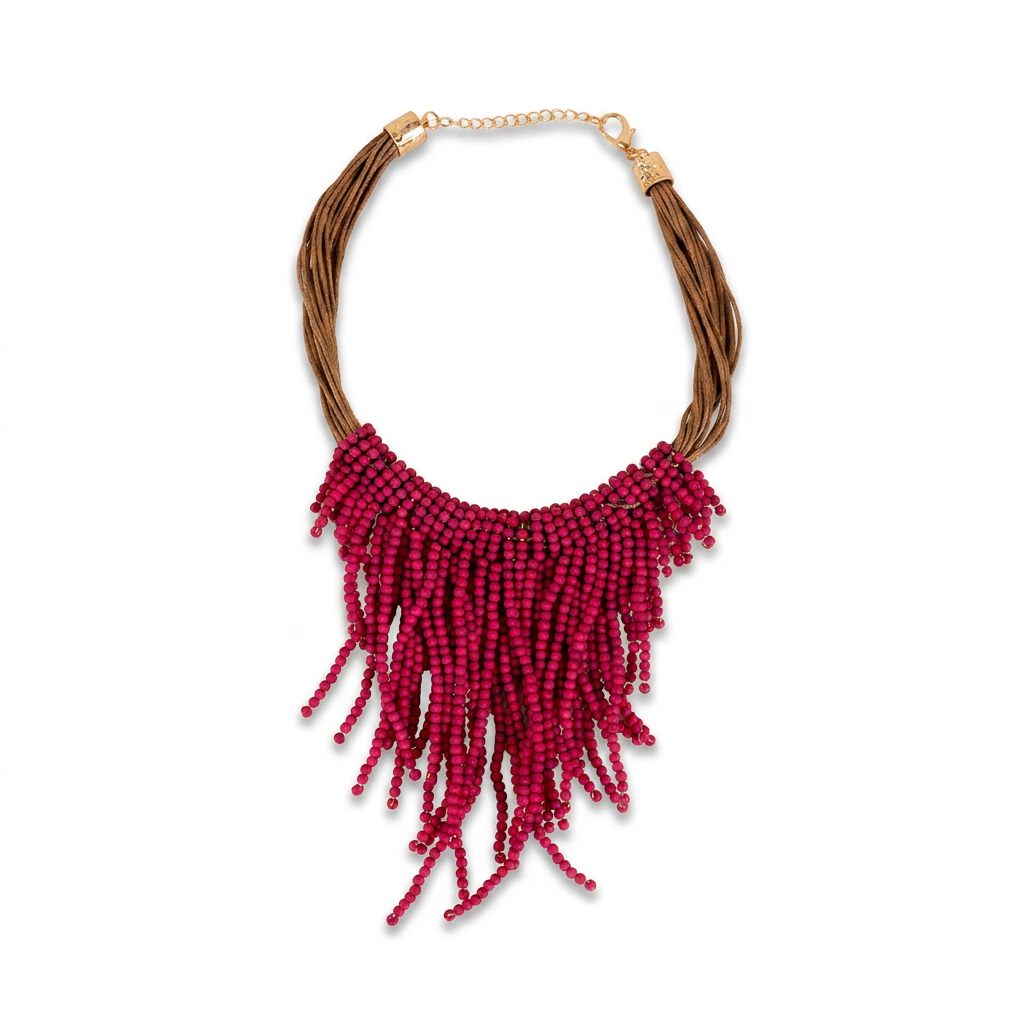 COLLANA GIROCOLLO CON PERLINE PENDENTI MULTIFILO