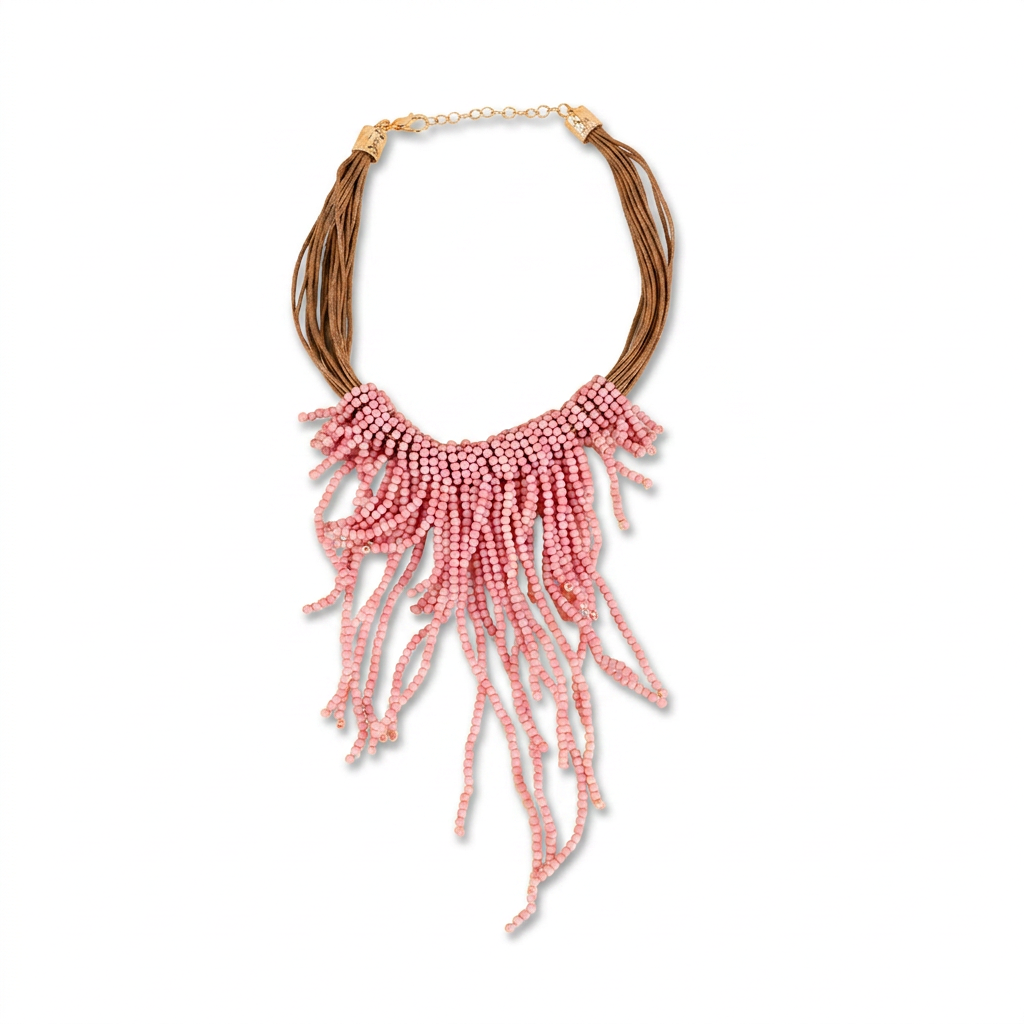 COLLANA GIROCOLLO CON PERLINE PENDENTI MULTIFILO