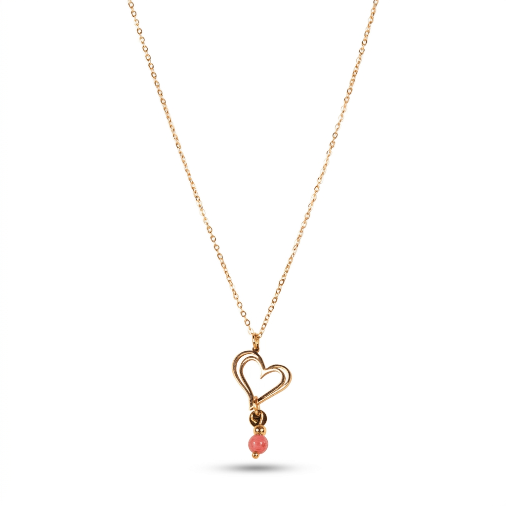 CHOKER NECKLACE WITH HEART AND STONE PENDANT
