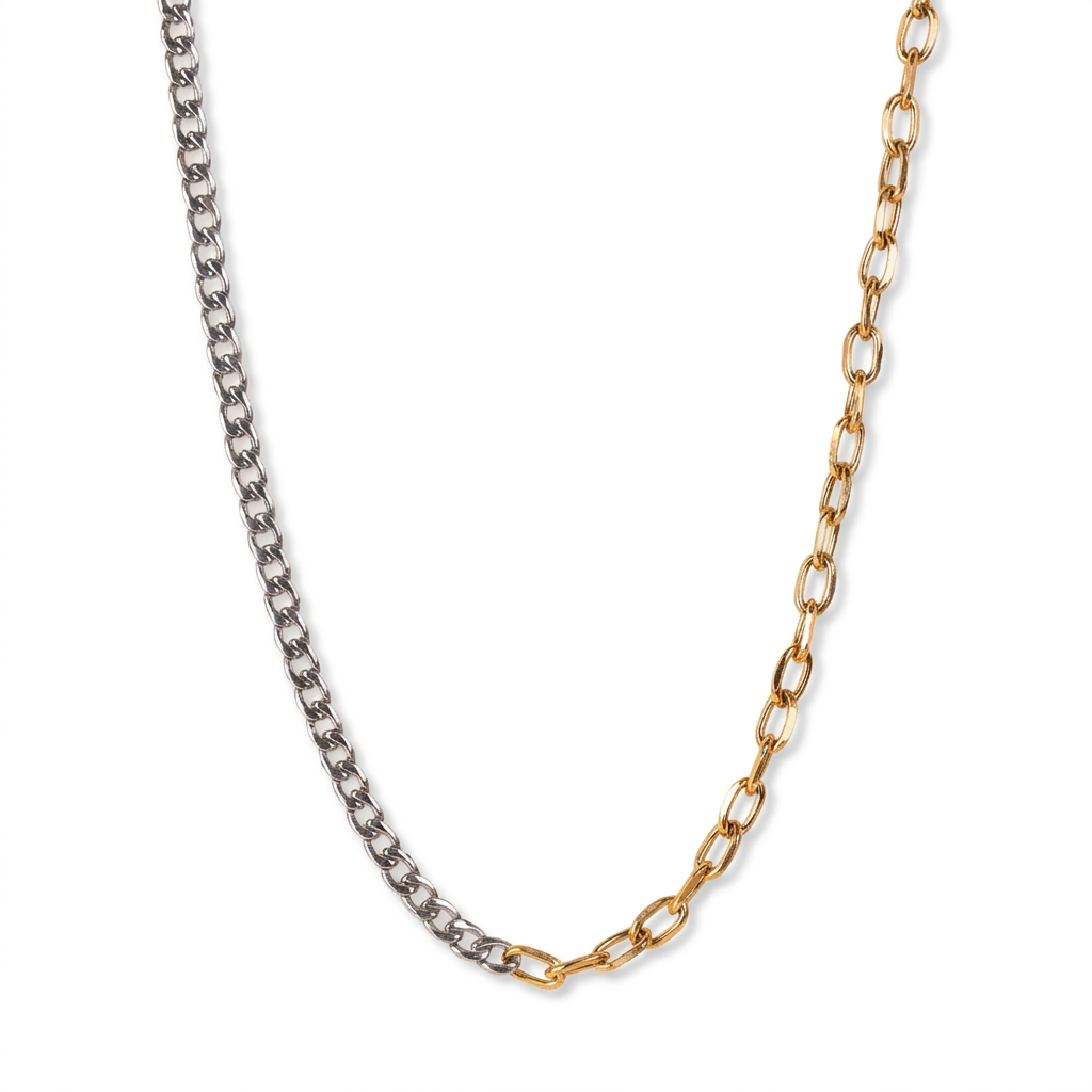 NECKLACE COMPOSED OF TWO DIFFERENT CHAINS WITH SNAP HOOK