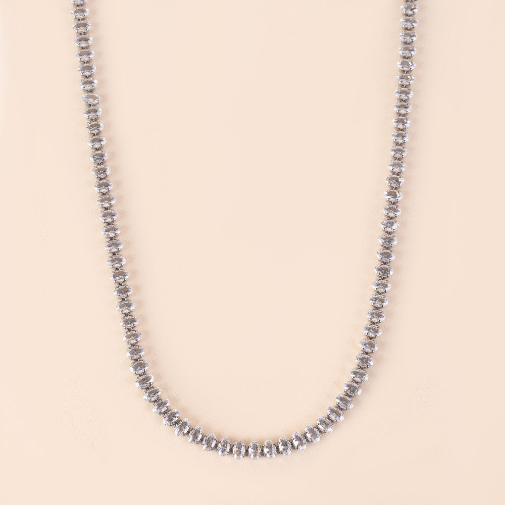 TENNIS MODEL CHOKER NECKLACE WITH OVAL RHINESTONES