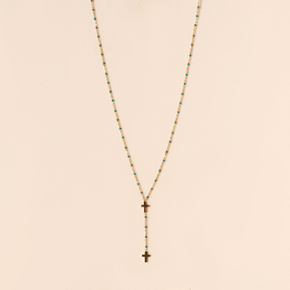COLLANA FINA MODELLO ROSARIO CON DUE CROCI