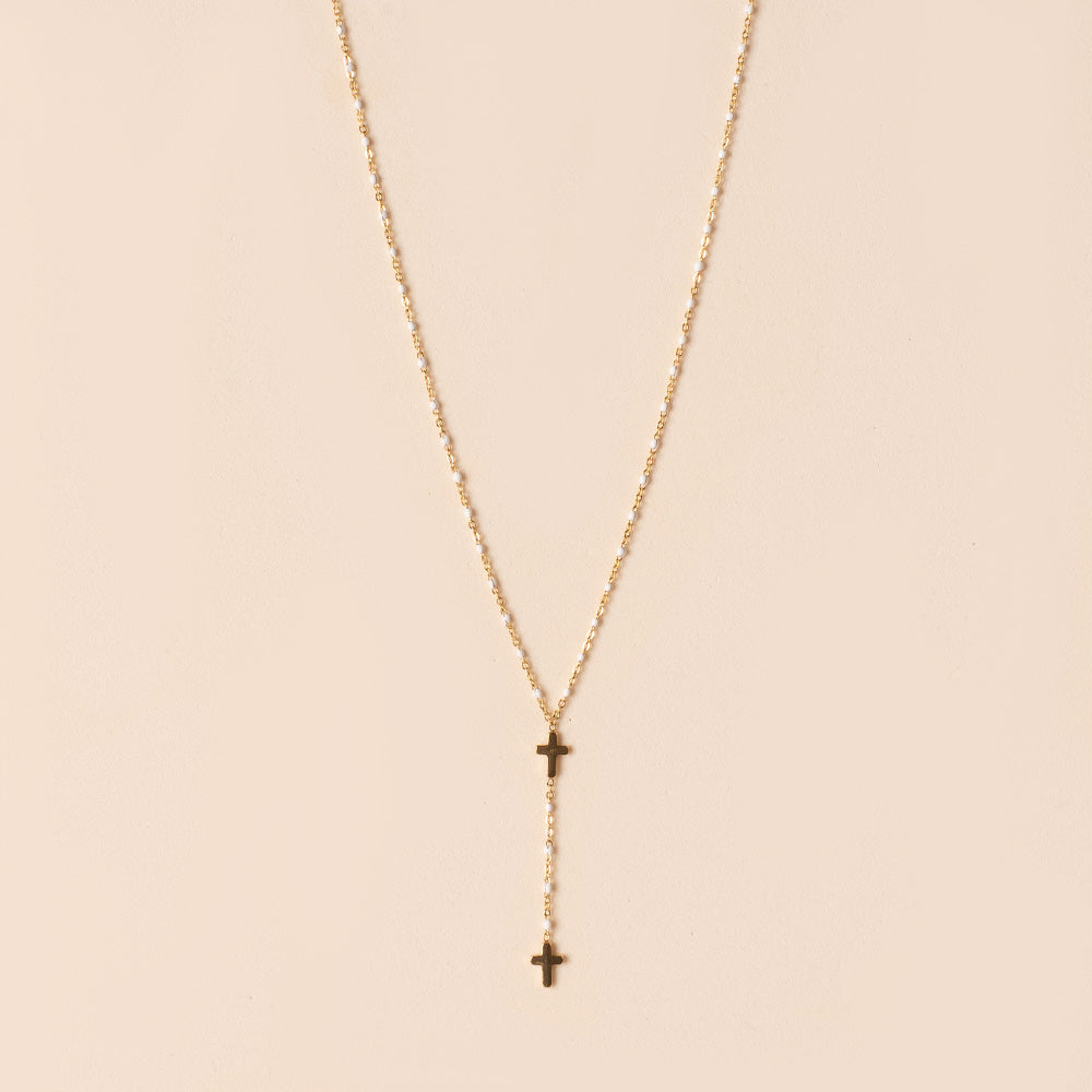 COLLANA FINA MODELLO ROSARIO CON DUE CROCI