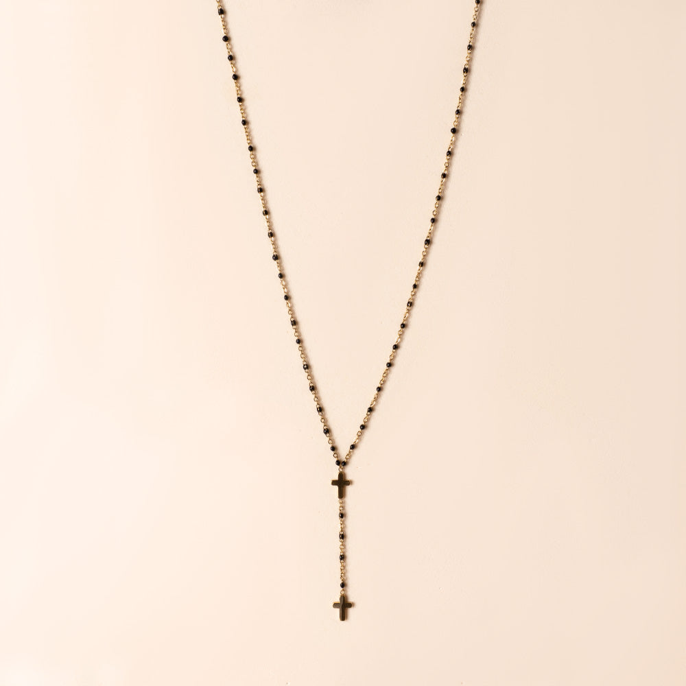 COLLANA FINA MODELLO ROSARIO CON DUE CROCI