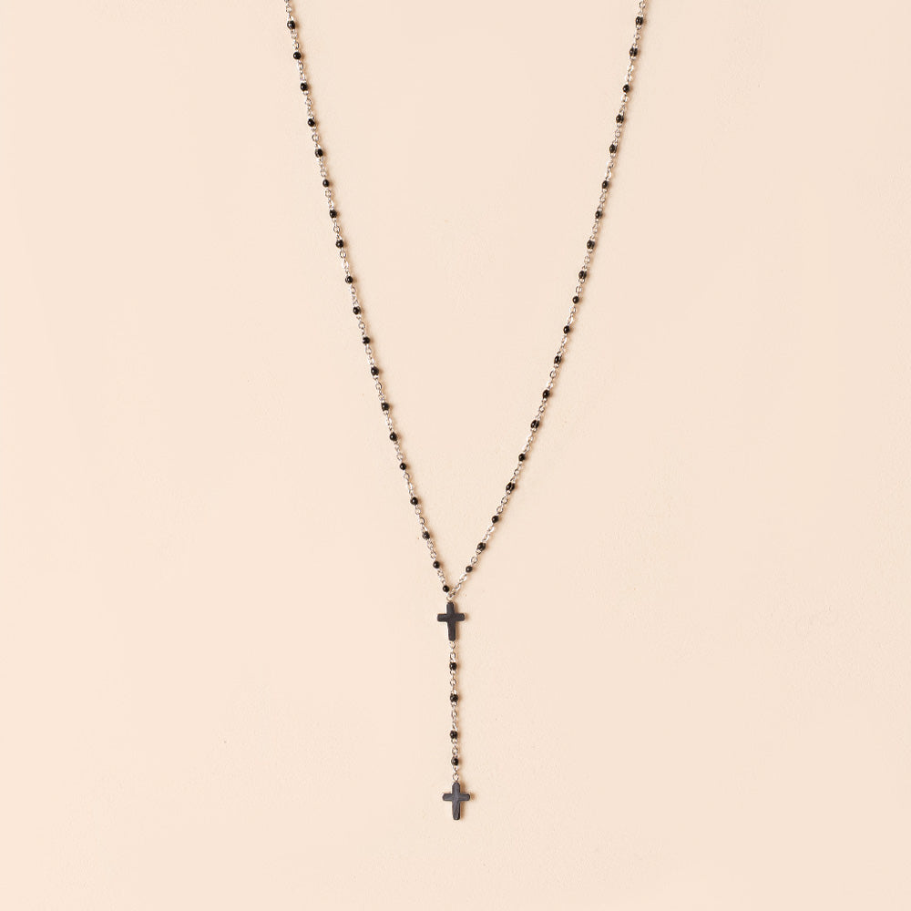 COLLANA FINA MODELLO ROSARIO CON DUE CROCI