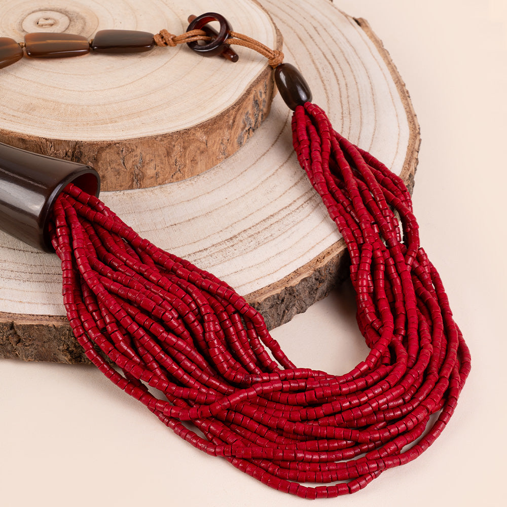 COLLANA MULTIFILO CON CILINDRI PICCOLI COLORATI