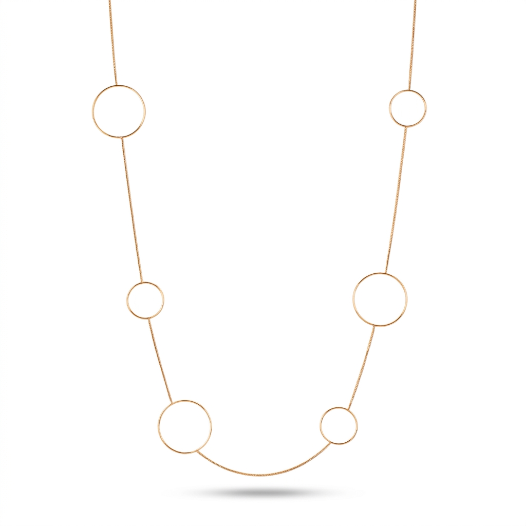 COLLANA LUNGA CON CERCHI DI DIVERSE DIMENSIONI