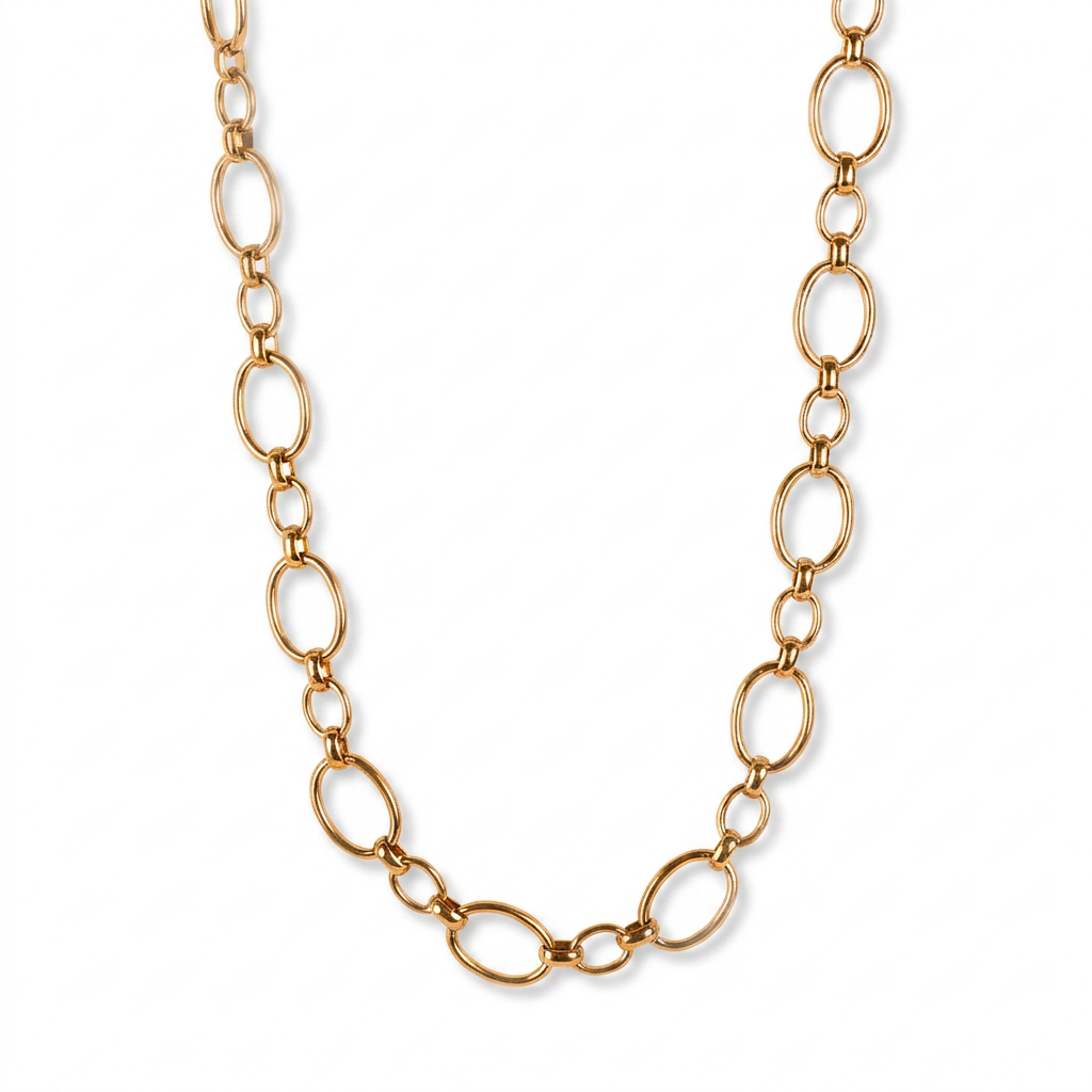 LONG NECKLACE WITH ALTERNATE MESH