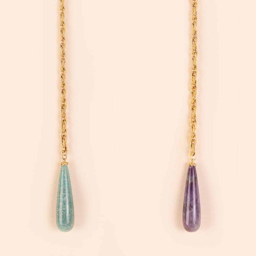 LONG ADJUSTABLE NECKLACE WITH STONES EXTENDED AT THE ENDS