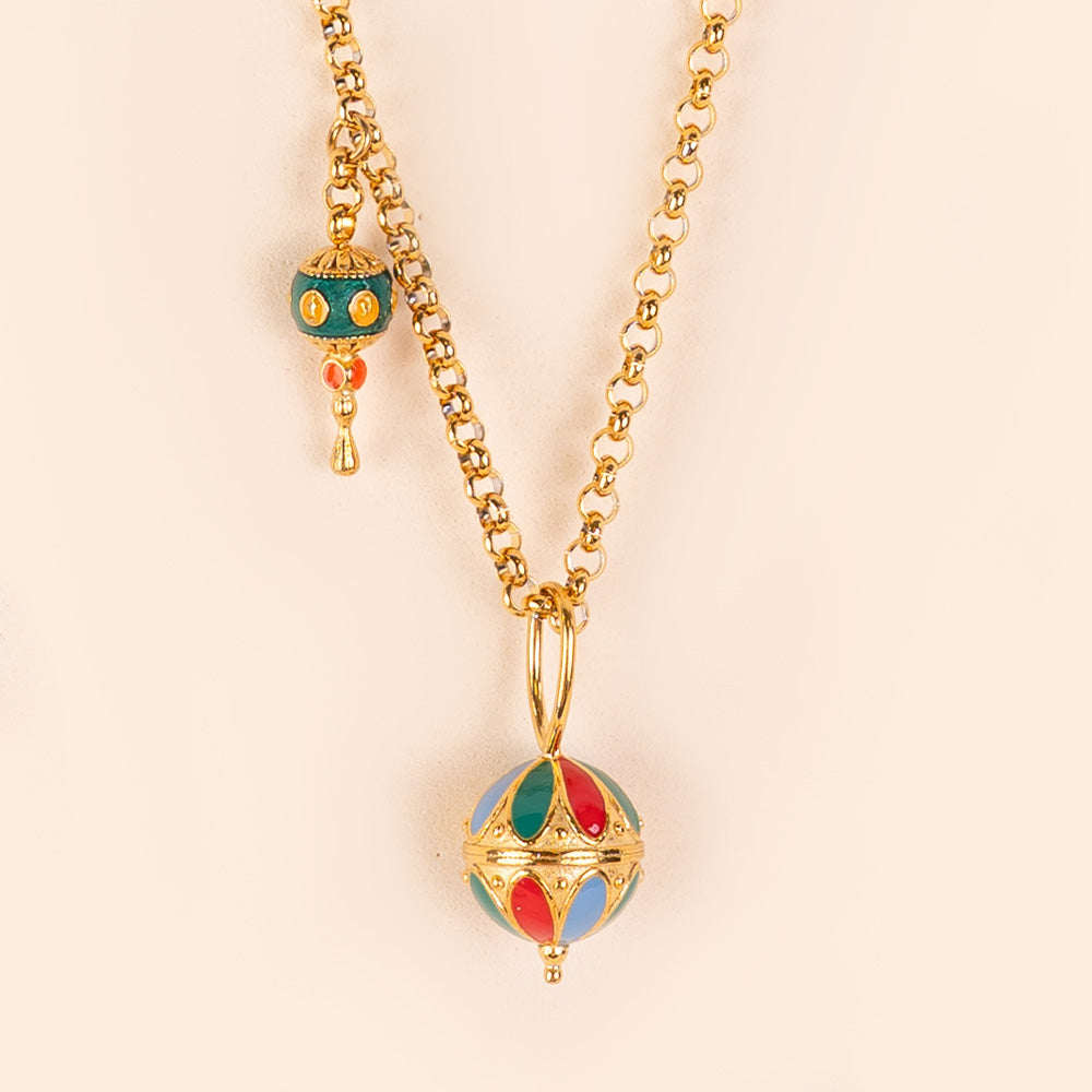 LONG NECKLACE WITH SPINNING TOP PENDANT