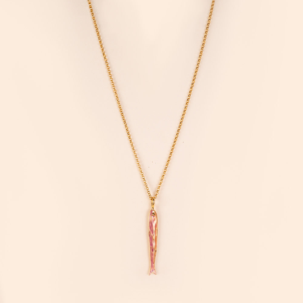 COLLANA LUNGA CON SARDINA COLORATA