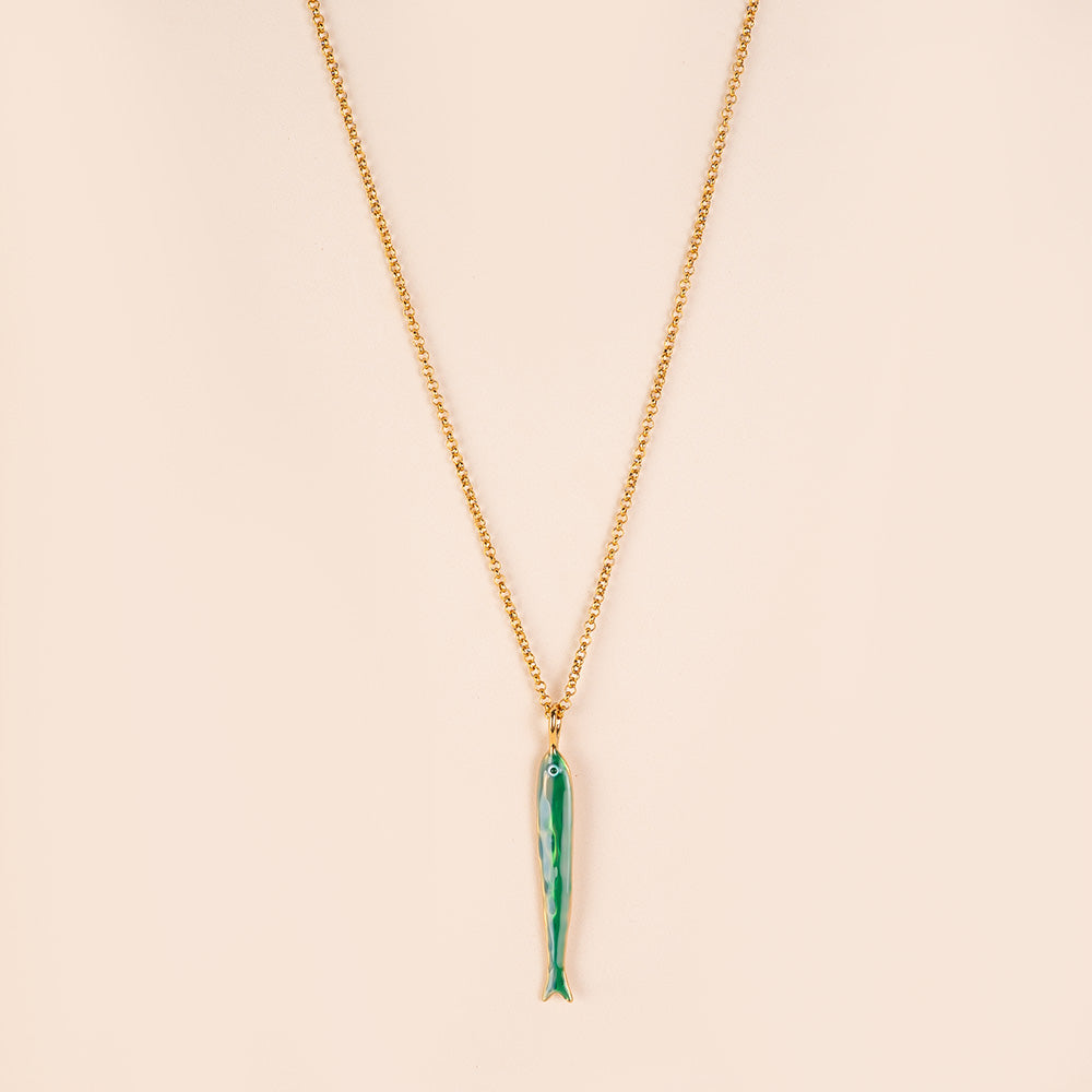COLLANA LUNGA CON SARDINA COLORATA