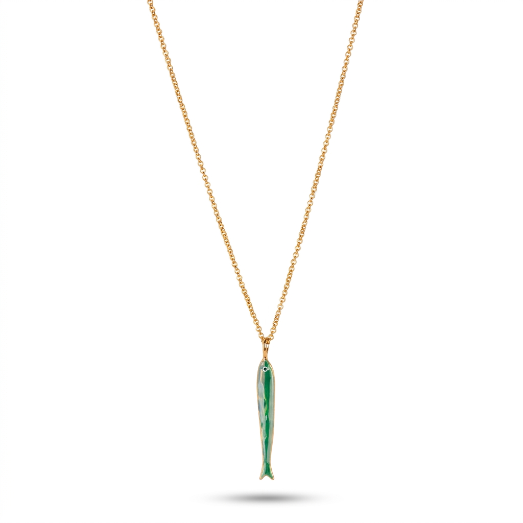 LONG NECKLACE WITH COLORED SARDINE