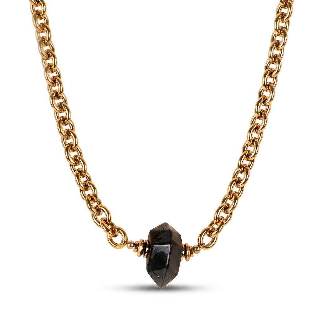 COLLANA GIROCOLLO A CATENA CON PIETRA CENTRALE
