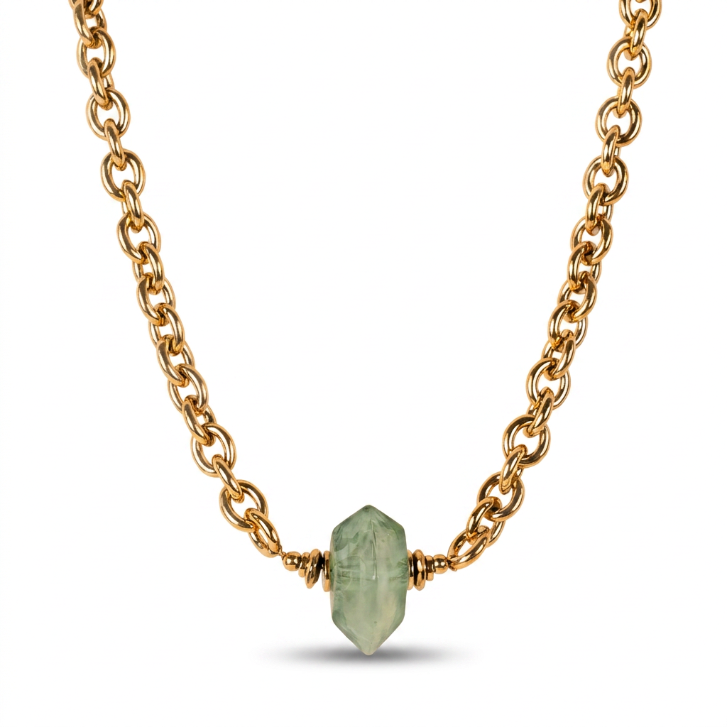 CHAIN CHOKER NECKLACE WITH CENTER STONE