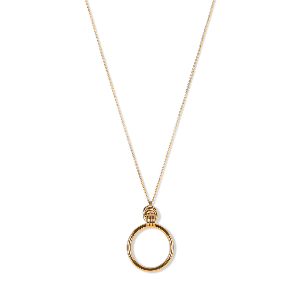 LONG THIN NECKLACE WITH CIRCULAR PENDANT AND KNOT