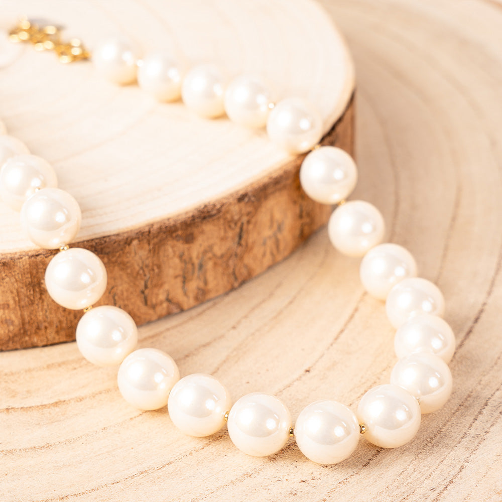 CHOKER NECKLACE WITH SHINY MIRROR PEARLS