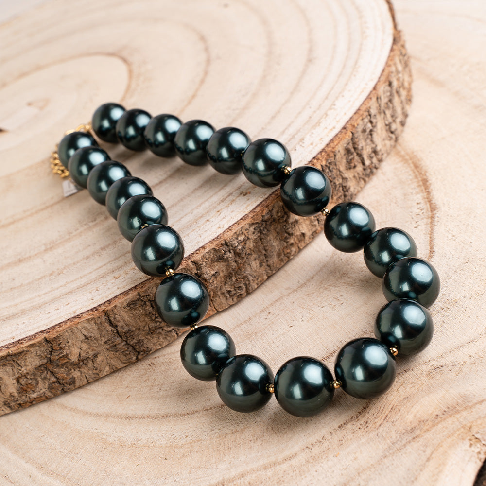 COLLANA GIROCOLLO CON PERLE SPECCHIATE LUCIDE MEDIO-GRANDI