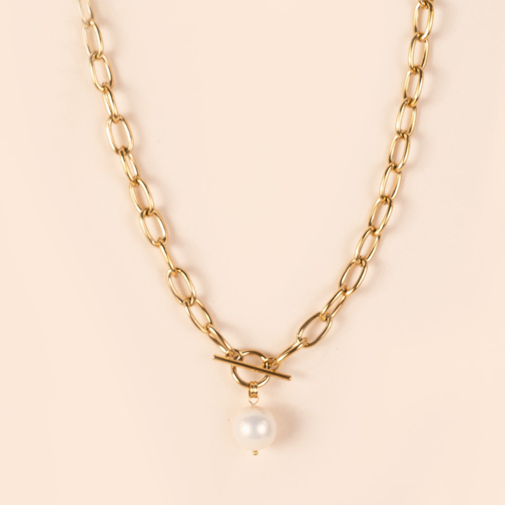 CHAIN ​​CHOKER NECKLACE WITH PEARL PENDANT