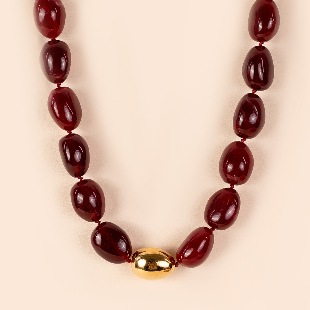 CHOKER NECKLACE WITH ASYMMETRIC COLORED STONES AND GOLDEN DETAIL