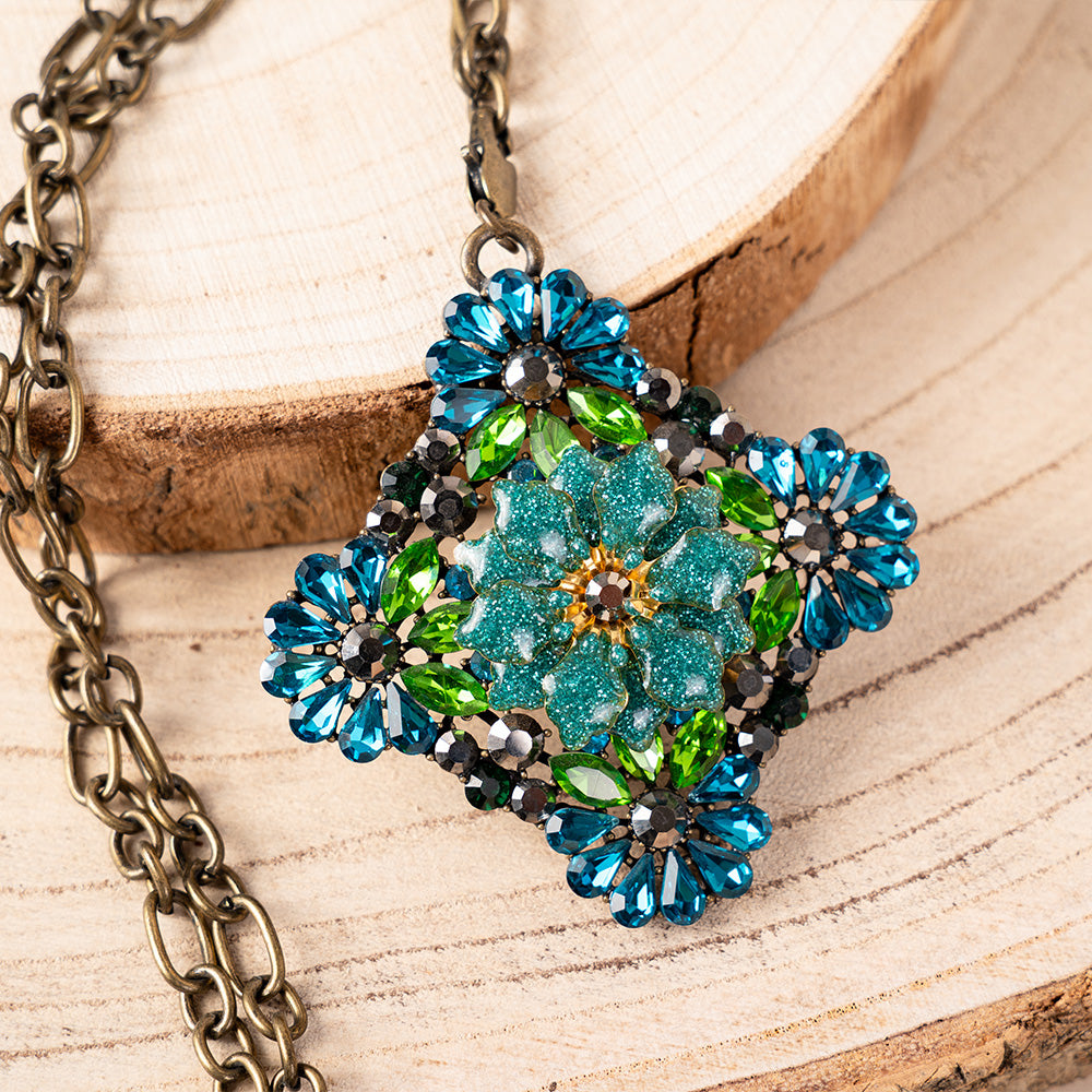 COLORFUL PENDANT FLOWER NECKLACE 