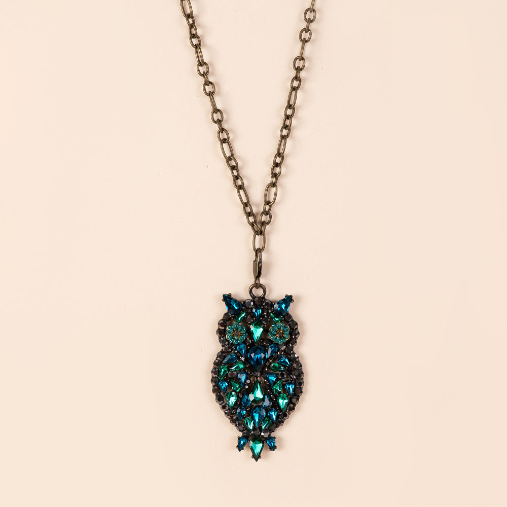 COLLANA LUNGA CON GUFO IN STRASS