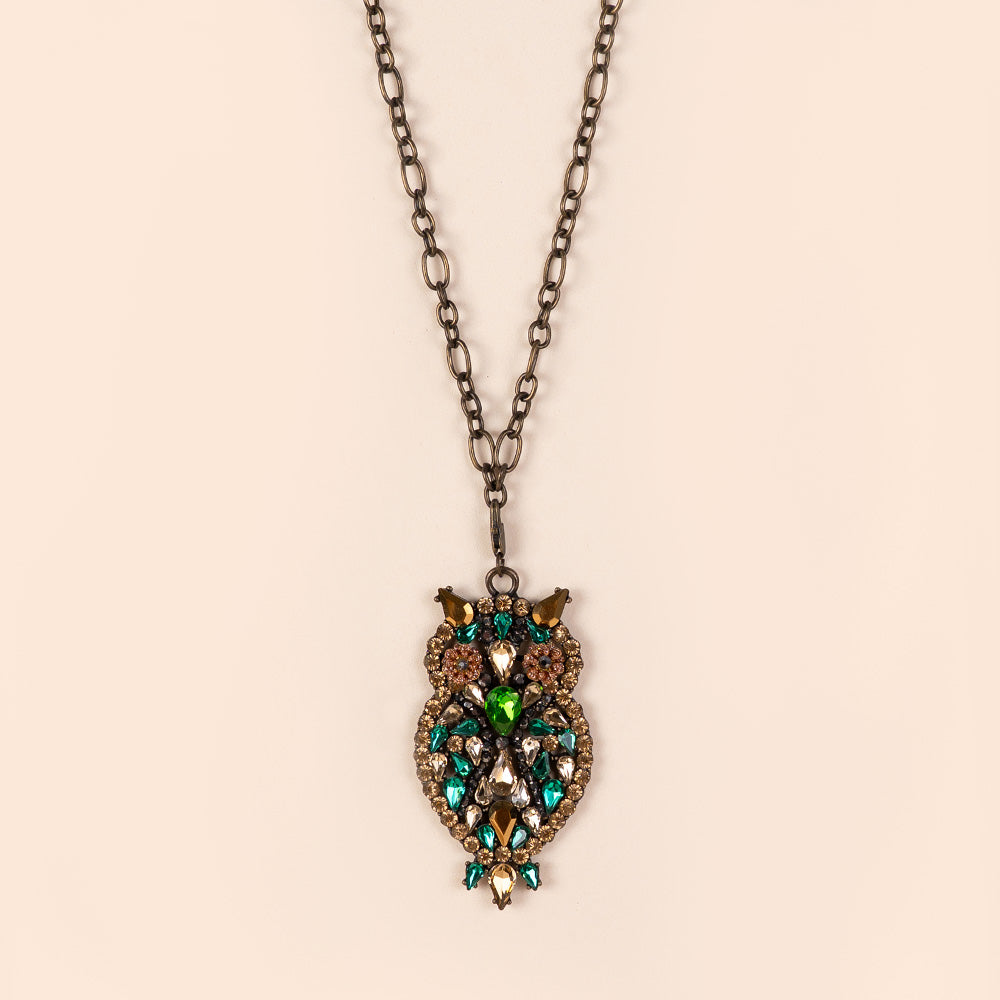 COLLANA LUNGA CON GUFO IN STRASS