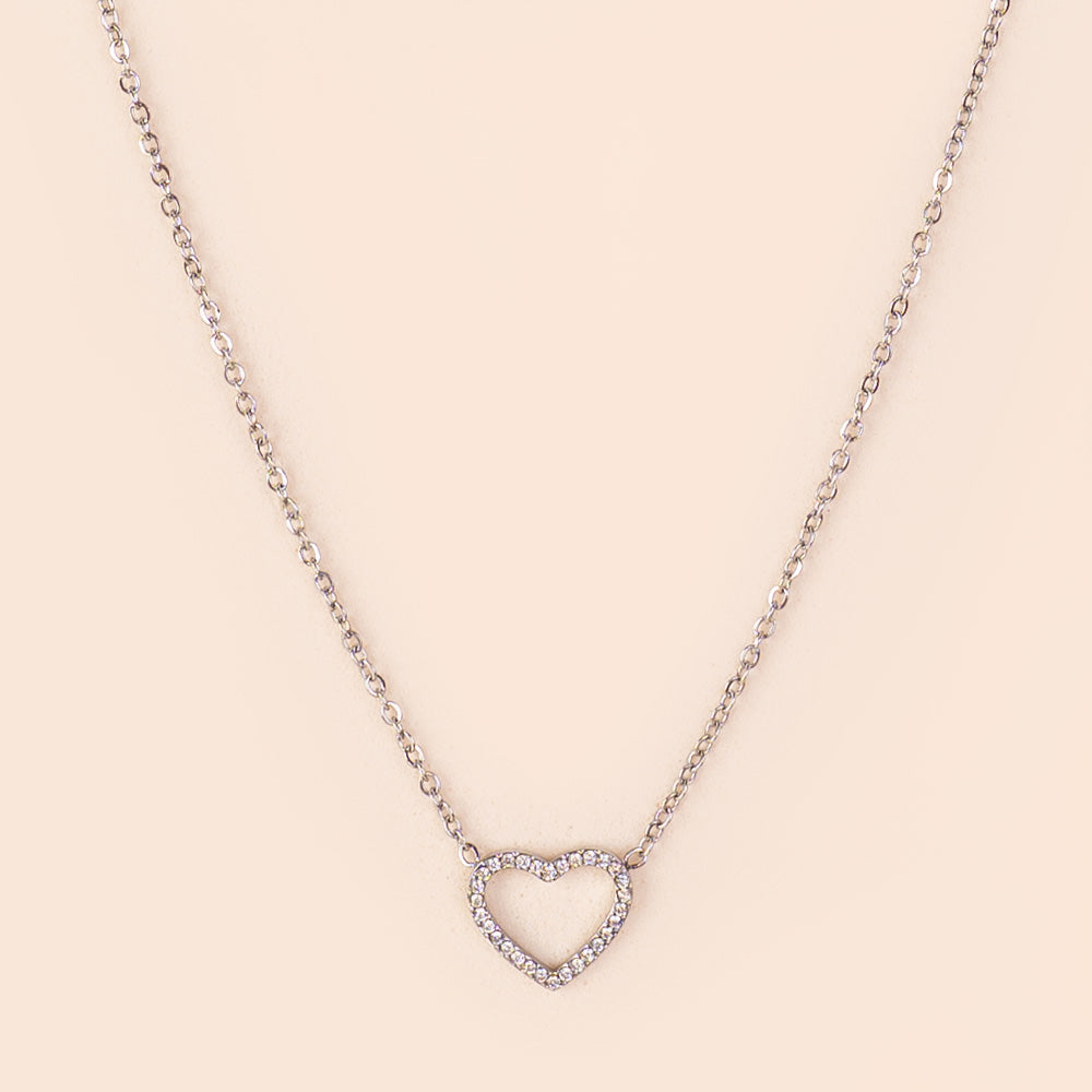 COLLANA A CATENA FINA CON CUORE DI STRASS