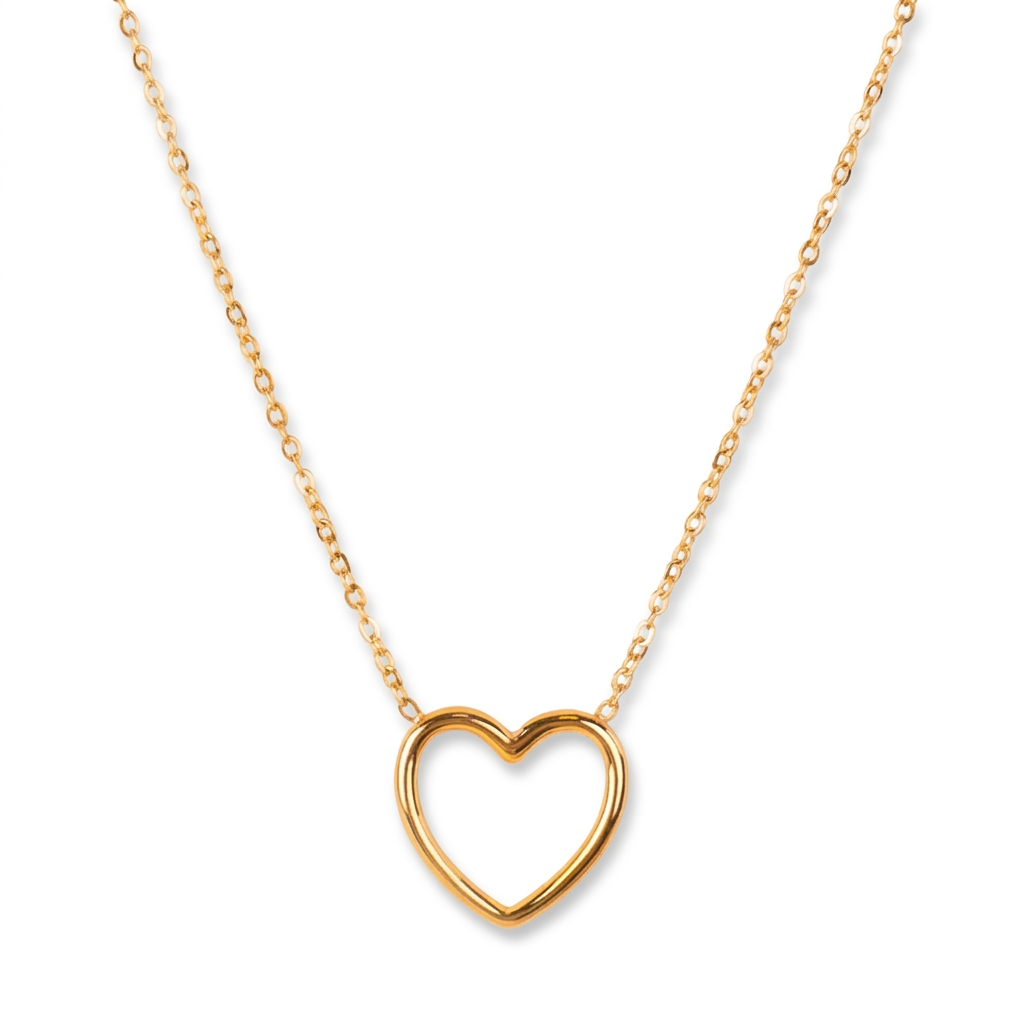 THIN CHAIN CHOKER NECKLACE WITH HEART