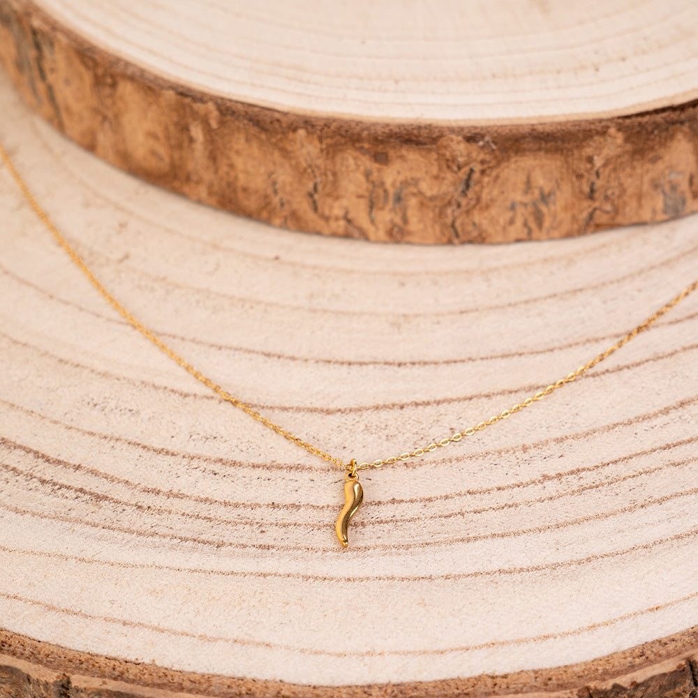 COLLANA GIROCOLLO CON CORNO PENDENTE MEDIO